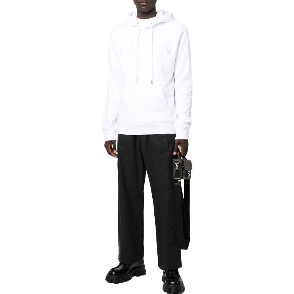 Lanvin FW22 White Logo Embroidered Cotton Hoodie  Long Sleeve. RMHO0010J210A2201