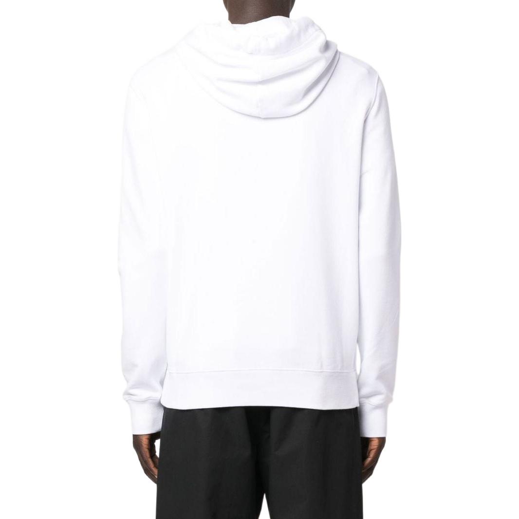 Shop Sudadera con capucha blanca Lanvin FW22 bordada en algodón de manga larga. RMHO0010J210A2201