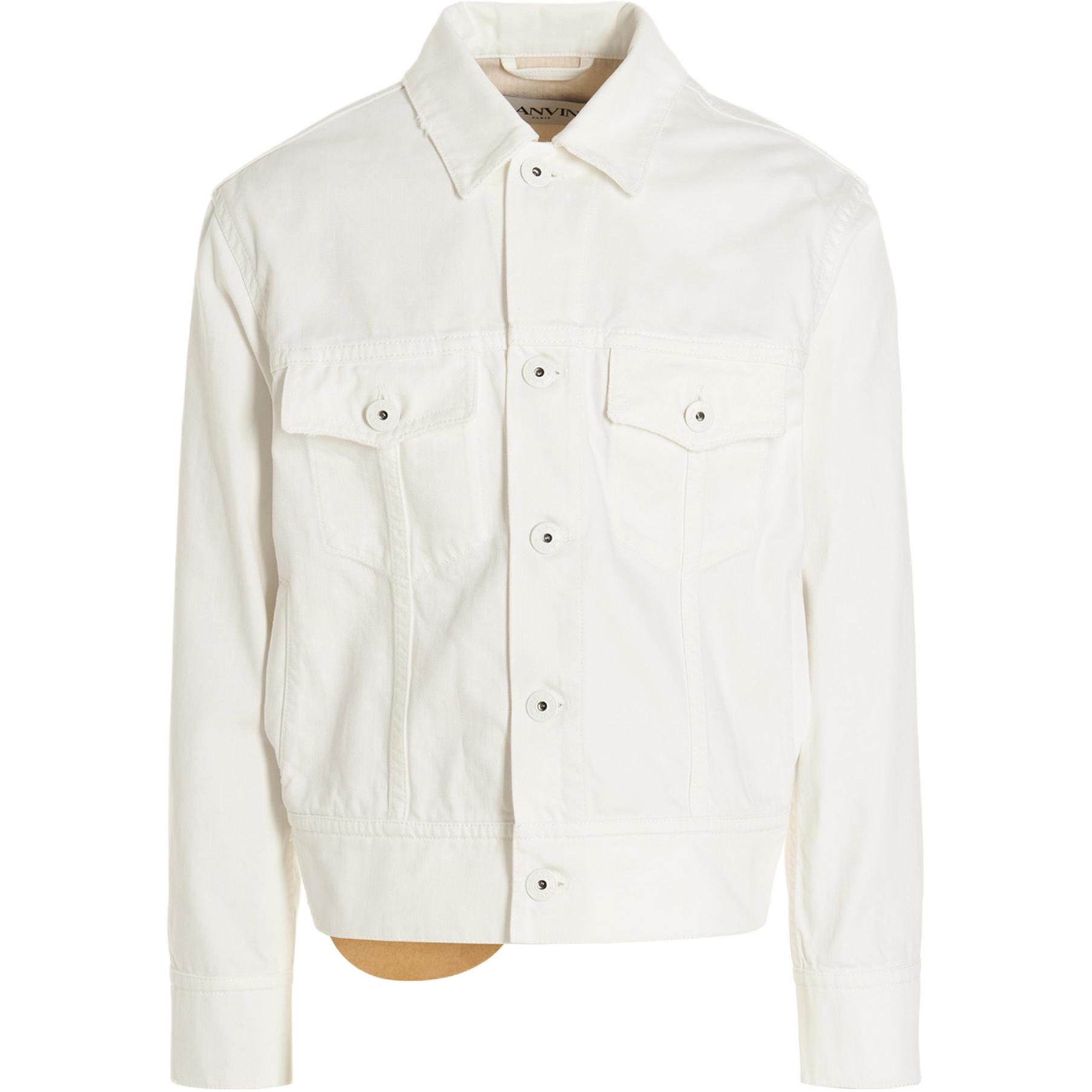 Lanvin FW22 White Single-Breasted Jacket with Back Logo for Men RM-JA0235-D001-01