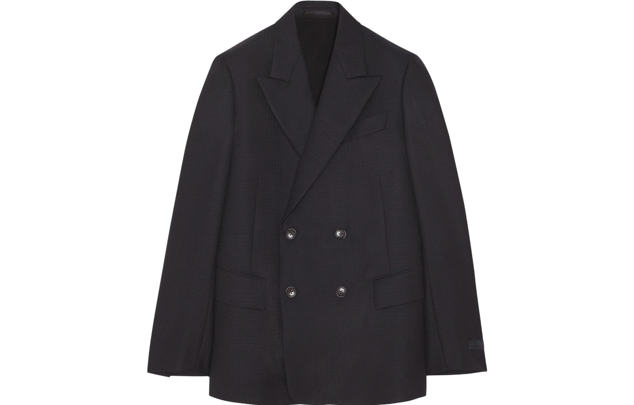 Lanvin FW23 Boxy Double-Breasted Jacket Navy Blue Mens Blazer RM-JA0018-5721-A2329