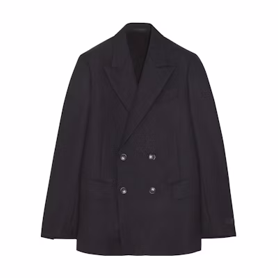 Lanvin FW23 Boxy Double-Breasted Jacket Navy Blue Mens Blazer RM-JA0018-5721-A2329