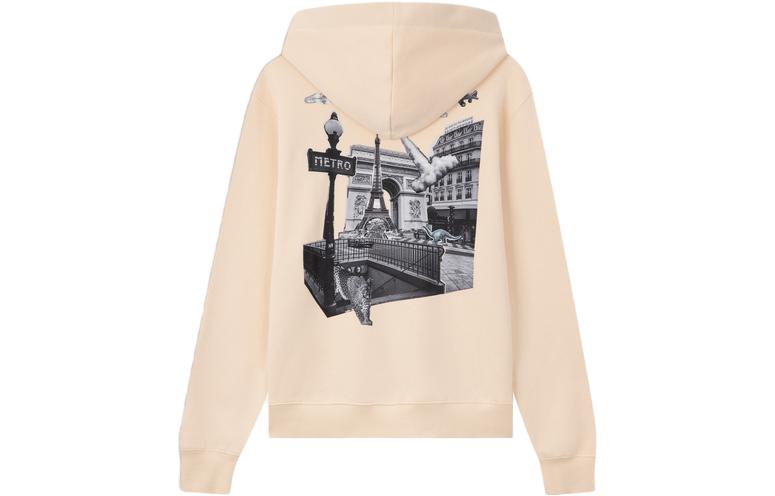 Lookbook Lanvin FW23 奶油色字母印花拉鍊連帽衫 男女適用 RM-HO0006-XXXX-A23