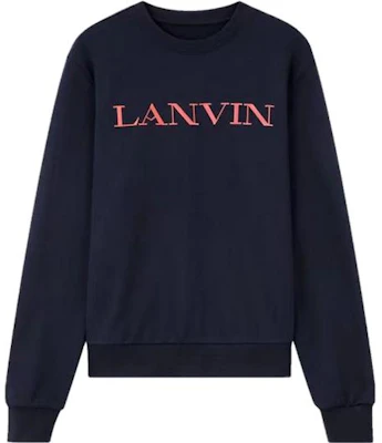 Lanvin FW23 Logo Print Casual Crewneck Sweatshirt Unisex Navy Blue RM-TO0097-XXXX-A23 Buy Lanvin FW23 Logo Print Casual Crewneck Sweatshirt Unisex Navy Blue RM-TO0097-XXXX-A23