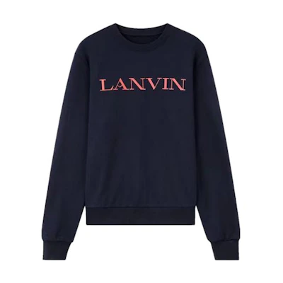 Lanvin FW23 Logo Print Casual Crewneck Sweatshirt Unisex Navy Blue RM-TO0097-XXXX-A23