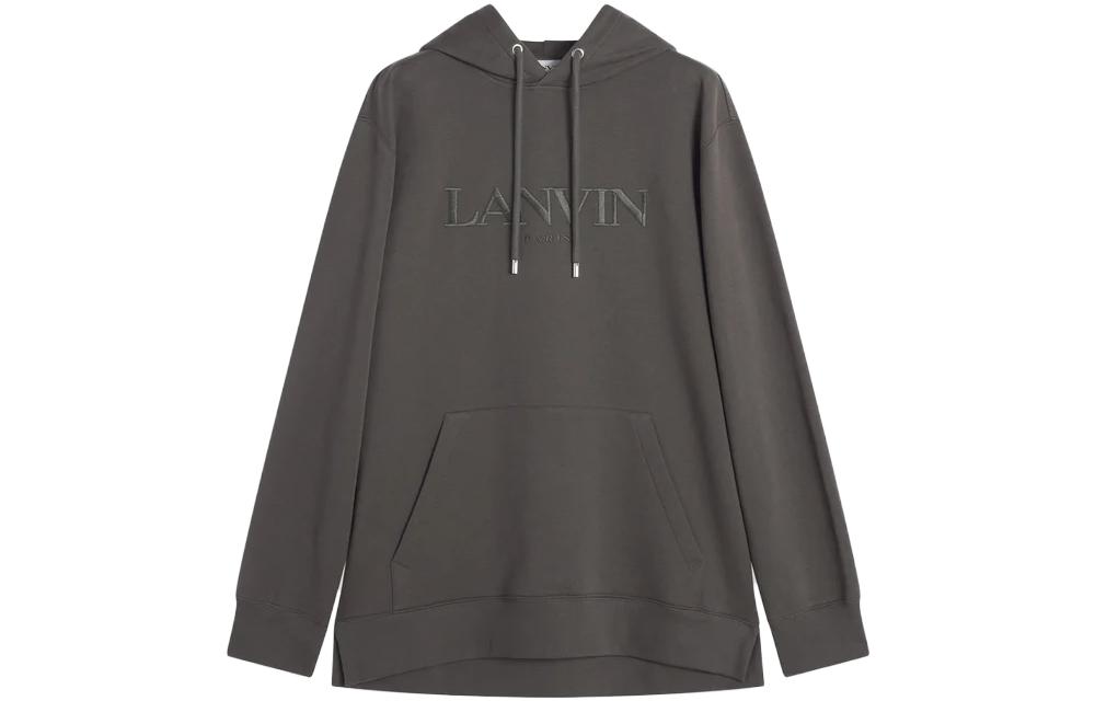 Lanvin FW23 Solid Logo Embroidered Hoodie Grey - Fashion RM-HO0009-J210-H23694