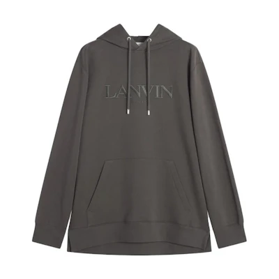 Lanvin FW23 Solid Logo Embroidered Hoodie Grey - Fashion RM-HO0009-J210-H23694
