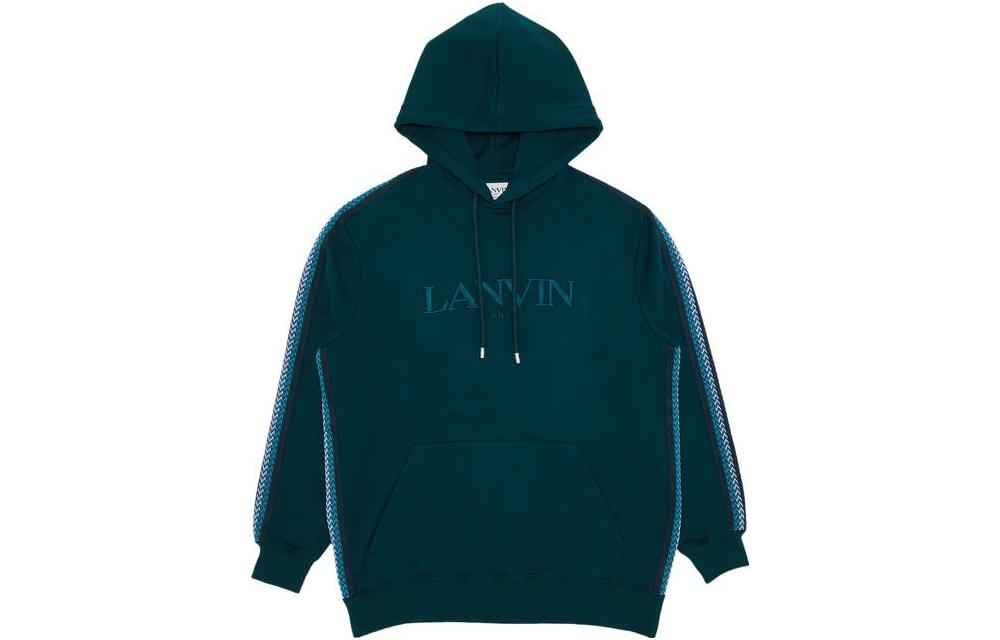 Lanvin Green Hoodie with Embroidered Lettering RM-HO0009-J212-H23