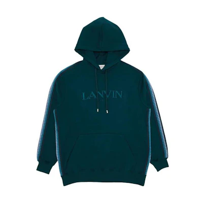 Lanvin Green Hoodie with Embroidered Lettering RM-HO0009-J212-H23