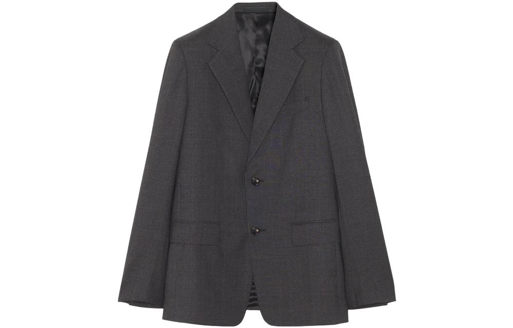 Lanvin Grey Solid Single-Breasted Long-Sleeve Jacket for Men RM-JA0005-5565-A2318