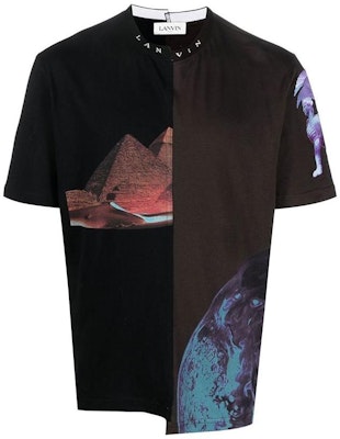 Lanvin Kaos Pola Irregular Lengan Pendek Pria Warna Hitam. RMTS0006J011H22-624 Order Lanvin Kaos Pola Irregular Lengan Pendek Pria Warna Hitam. RMTS0006J011H22-624