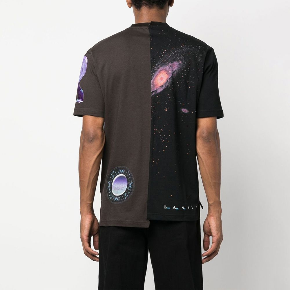 Purchase Lanvin Kaos Pola Irregular Lengan Pendek Pria Warna Hitam. RMTS0006J011H22-624