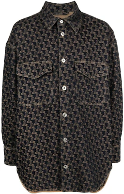 Lanvin Jacquard Monogram Black Shirt-Style Long-Sleeve Jacket for Men RMOU0516D046A22081 Buy Lanvin Jacquard Monogram Black Shirt-Style Long-Sleeve Jacket for Men RMOU0516D046A22081