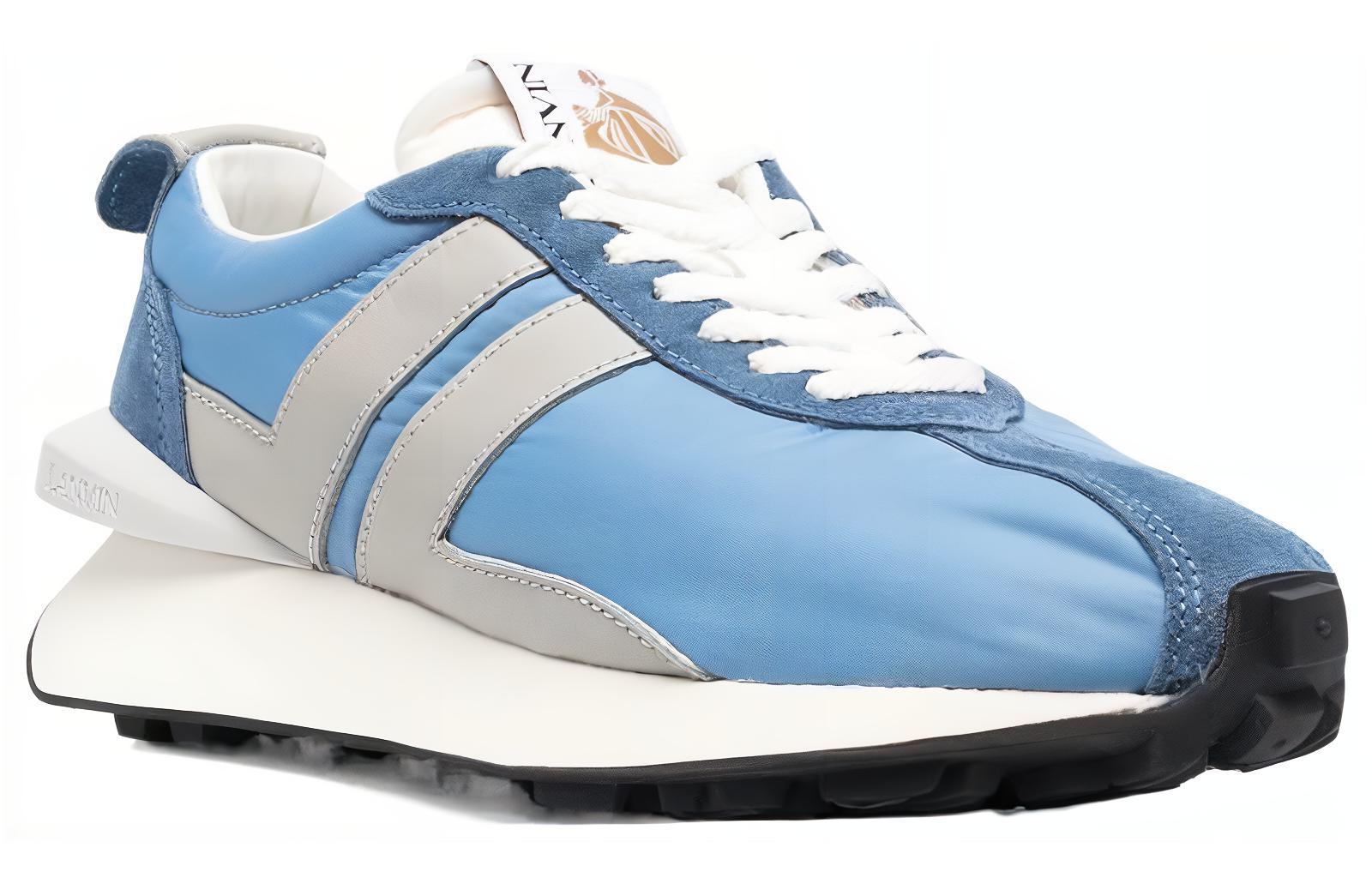 Lanvin Leather Low-Top Sneakers 'Blue' 圖 3