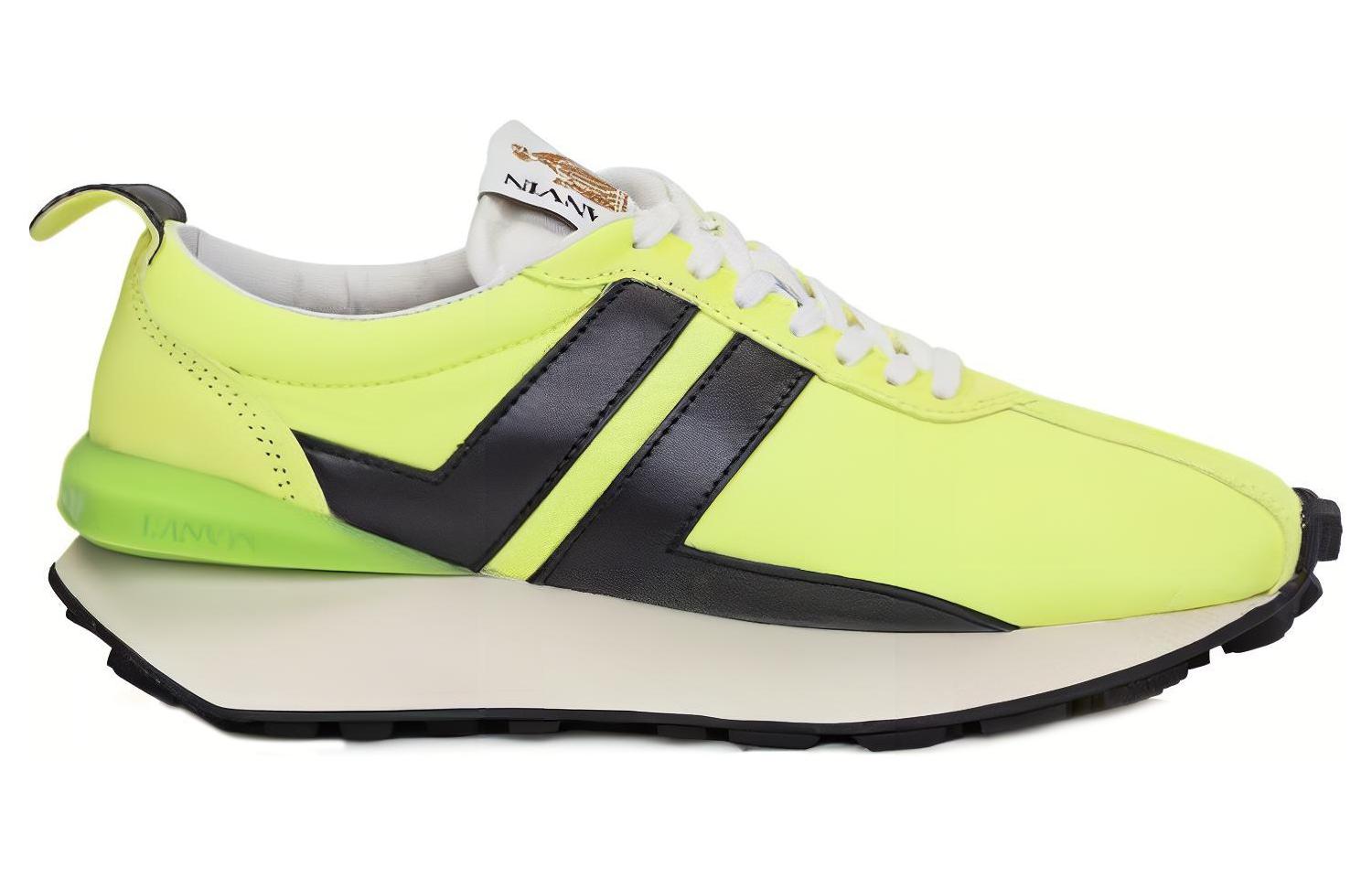 Lanvin Leather Low-Top Sneakers 'Green Lace-Up' 圖 2