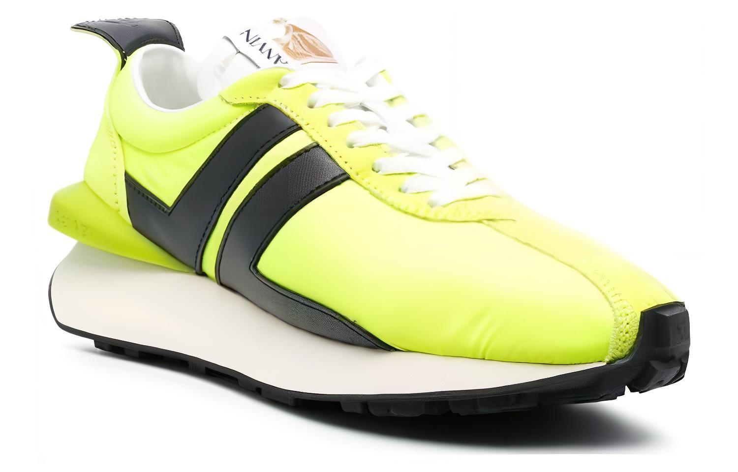 Lanvin Leather Low-Top Sneakers 'Green Lace-Up' 圖 3