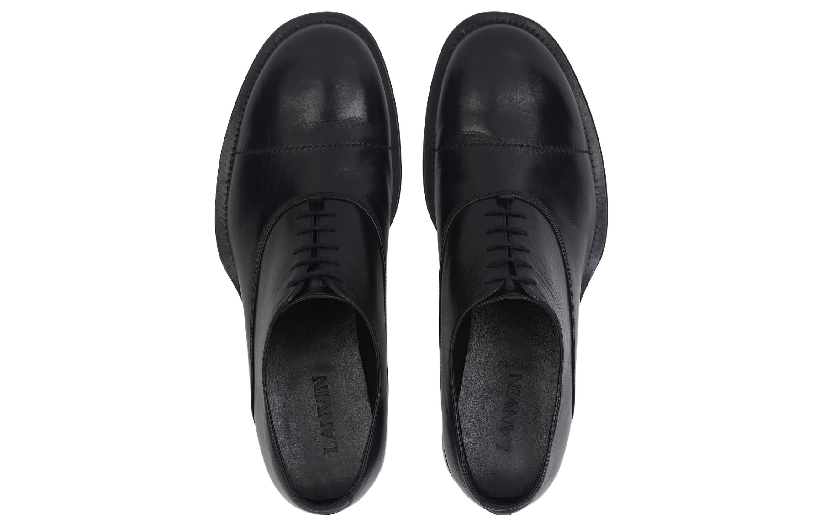 Lanvin Leather Low Top Lace-up 'Black' 圖 3
