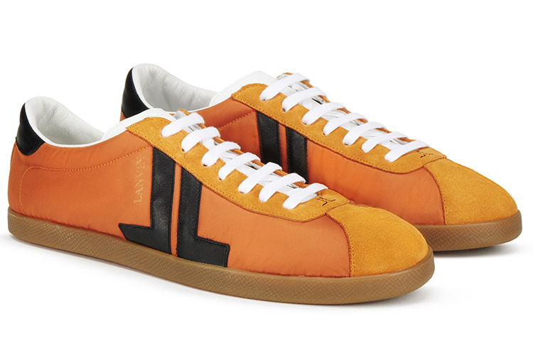 Lanvin Leather Patchwork Low-Top Sneakers 'Orange' 圖 3