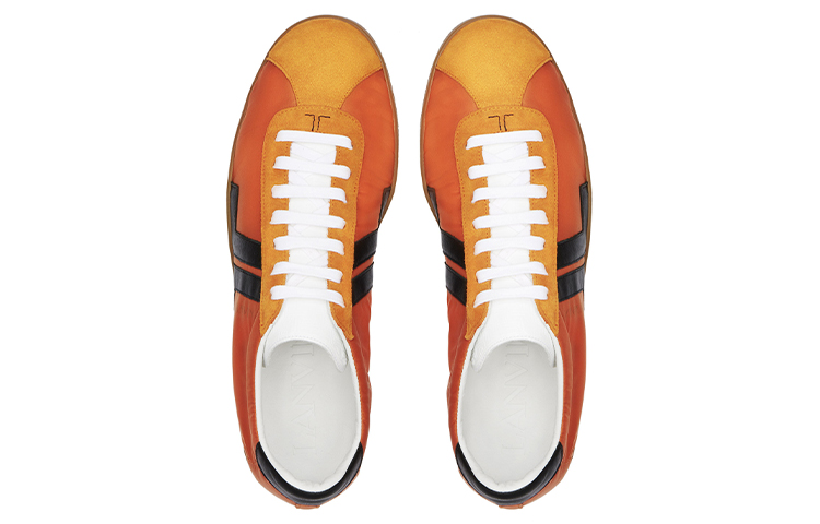 Lanvin Leather Patchwork Low-Top Sneakers 'Orange' 圖 5