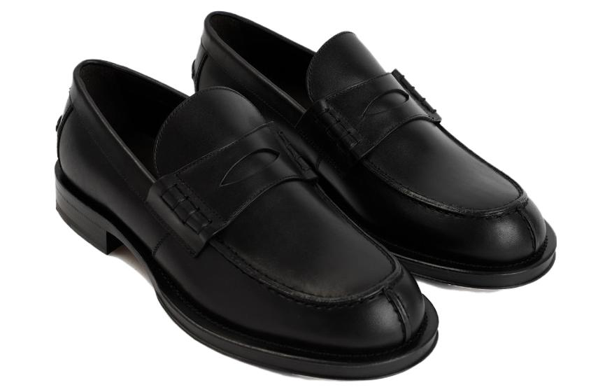 Lanvin Leather Slip-On Loafers 'Black' 圖 3