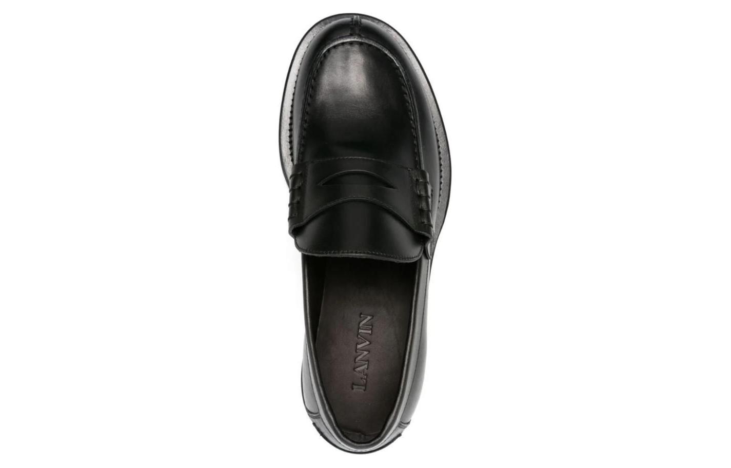 Lanvin Leather Slip-On Loafers 'Black' 圖 4