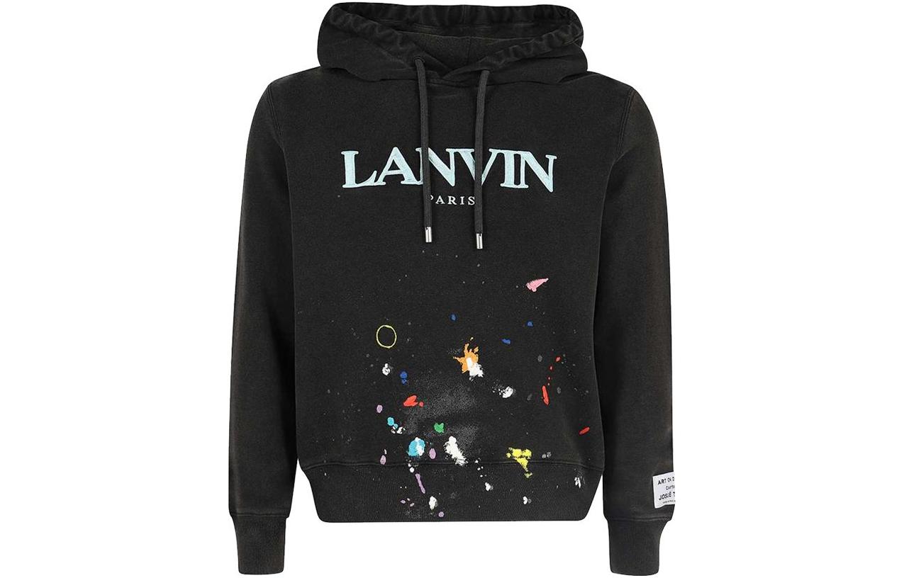 Lanvin Letter Print Hoodie Men’s Black RM-TOG698-JR32-S1