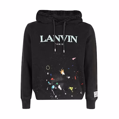 Lanvin Letter Print Hoodie Men’s Black RM-TOG698-JR32-S1