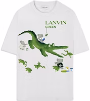 Lanvin Logo Crocodile Print Short Sleeve T-Shirt Unisex Casual Wear RU-TS0028-J052-E21 Lanvin Logo Crocodile Print Short Sleeve T-Shirt Unisex Casual Wear RU-TS0028-J052-E21