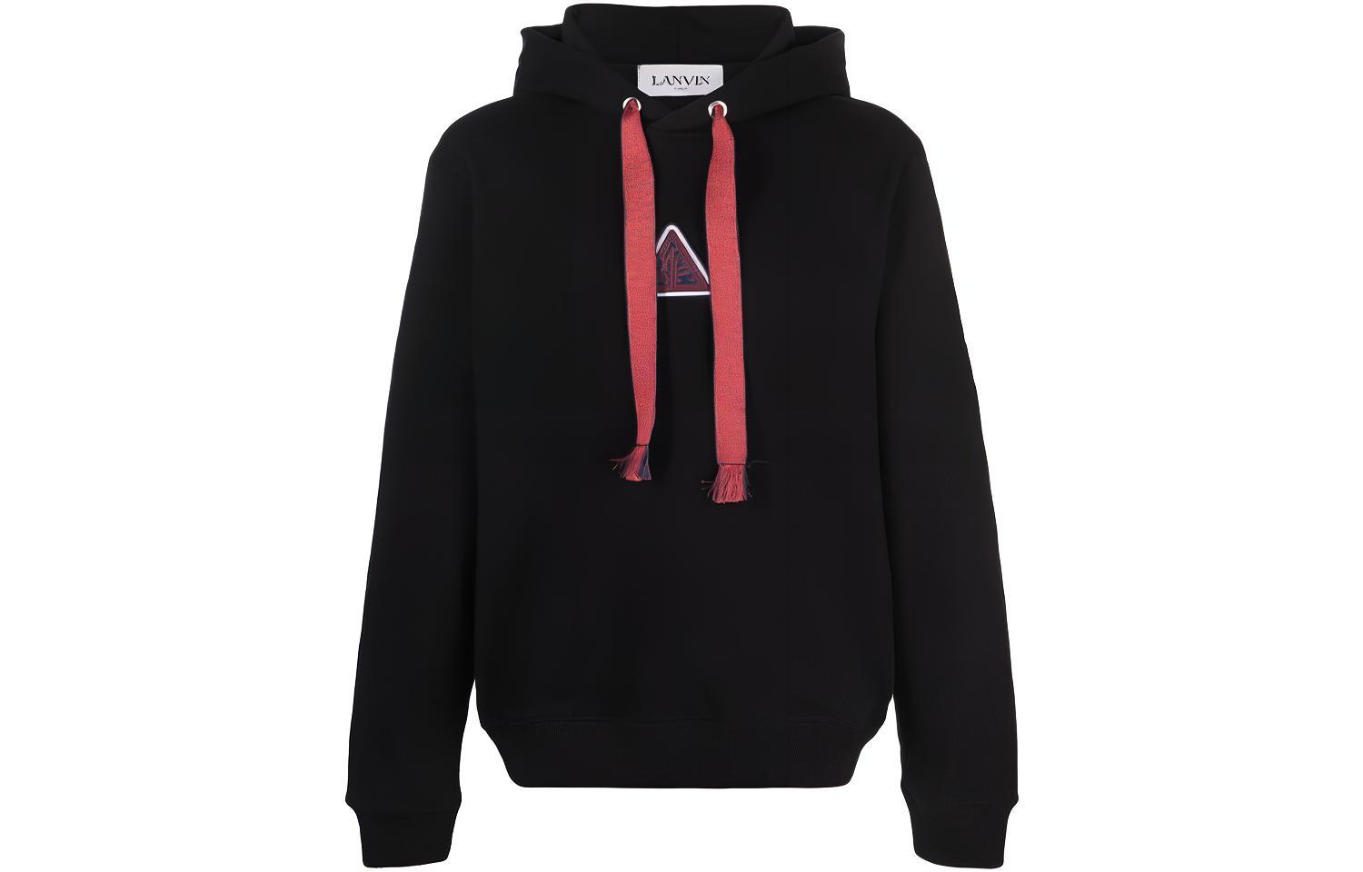 Lanvin Logo Print Drawstring Hoodie Black RM-HO0001-J200-10