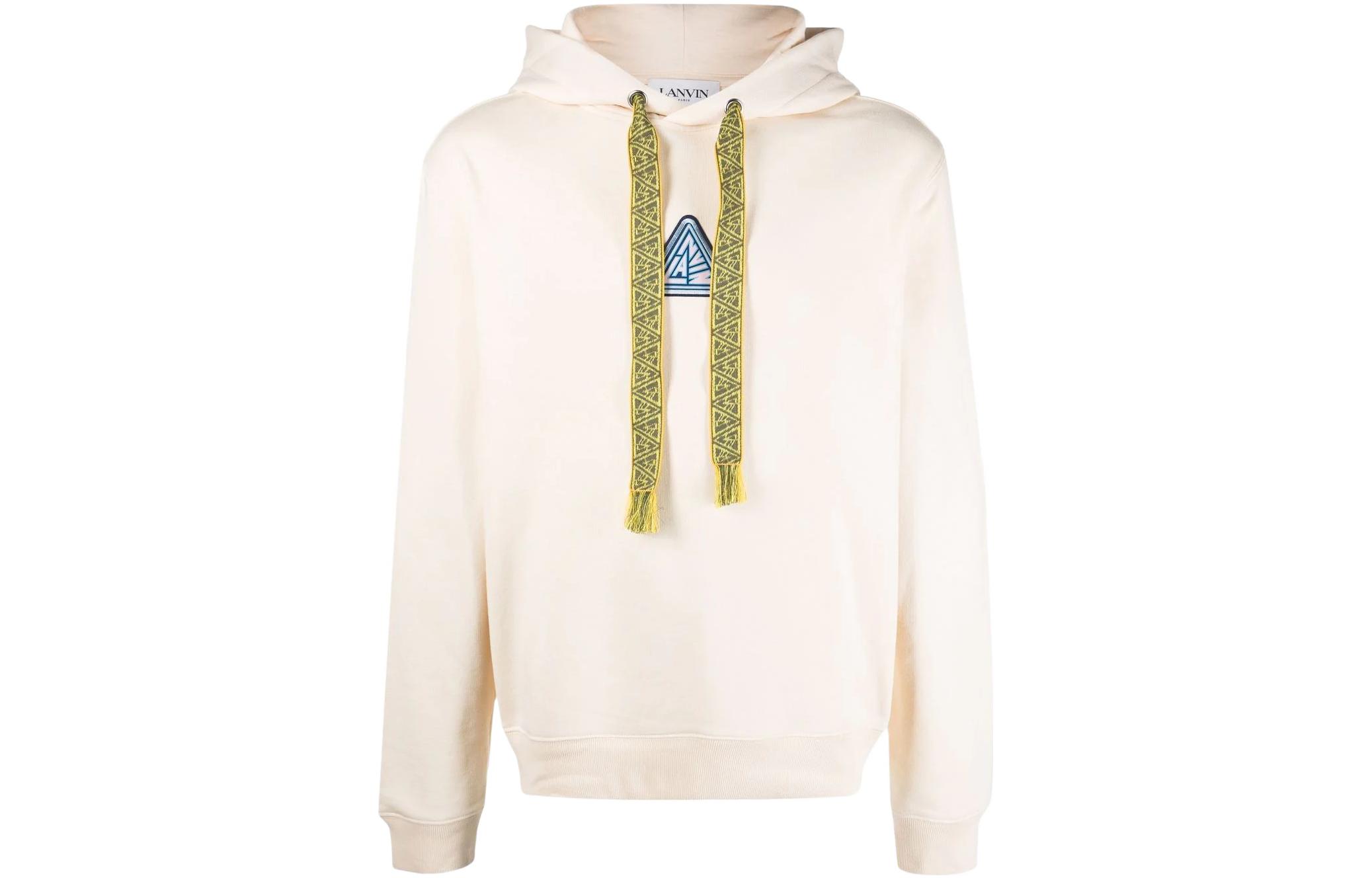 Lanvin Logo Tassel Drawstring Pullover Hoodie Men’s Off-White RM-HO0001-J200-P22ECRU
