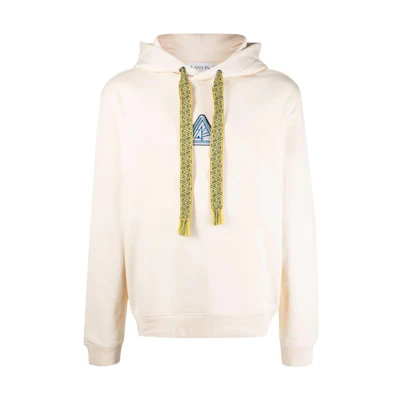 Lanvin Logo Tassel Drawstring Pullover Hoodie Men’s Off-White RM-HO0001-J200-P22ECRU