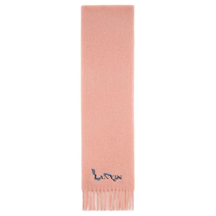 Shop Bufanda Lanvin Logo Blanca Lana de Alpaca Estilo Unisex Multicolor AW-SAFS0P-CNYF-P24