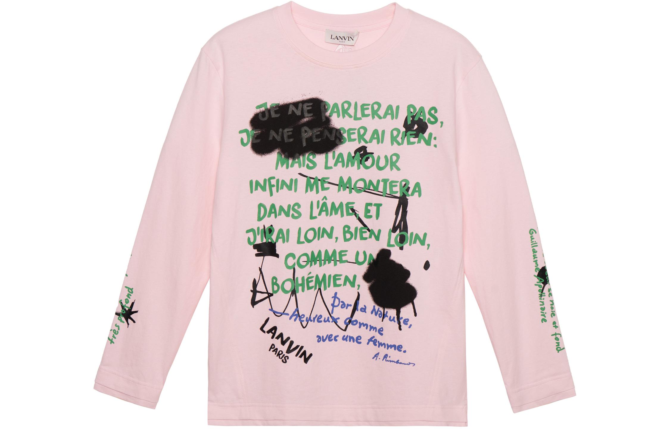 Order Lanvin Love Poem Pink Graphic Long Sleeve Unisex Casual T-Shirt. RM-TS0027-AP04-A21