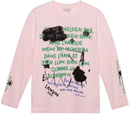 Lanvin Love Poem Pink Graphic Long Sleeve Unisex Casual T-Shirt. RM-TS0027-AP04-A21 Order Lanvin Love Poem Pink Graphic Long Sleeve Unisex Casual T-Shirt. RM-TS0027-AP04-A21
