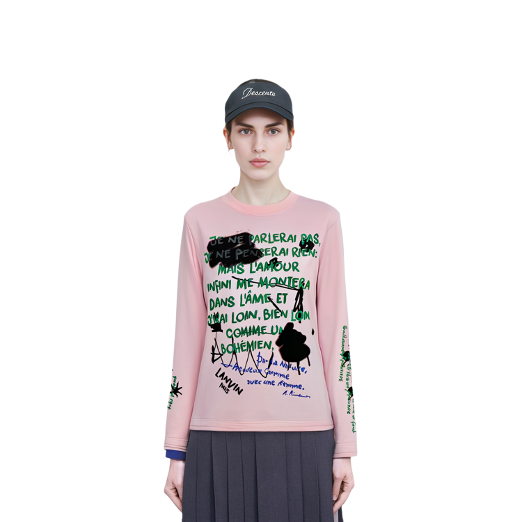 Purchase Lanvin Love Poem Pink Graphic Long Sleeve Unisex Casual T-Shirt. RM-TS0027-AP04-A21