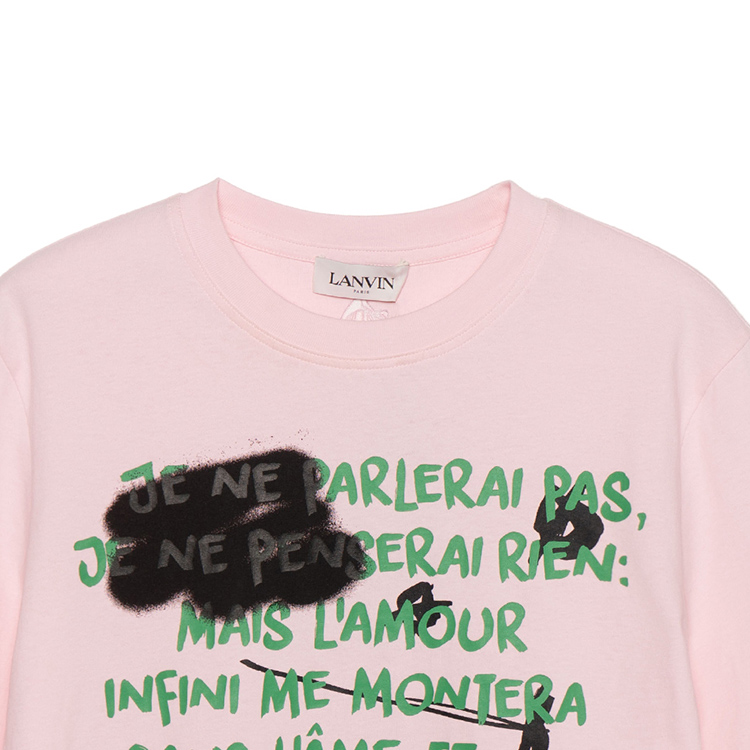 Details for Lanvin Love Poem Pink Graphic Long Sleeve Unisex Casual T-Shirt. RM-TS0027-AP04-A21