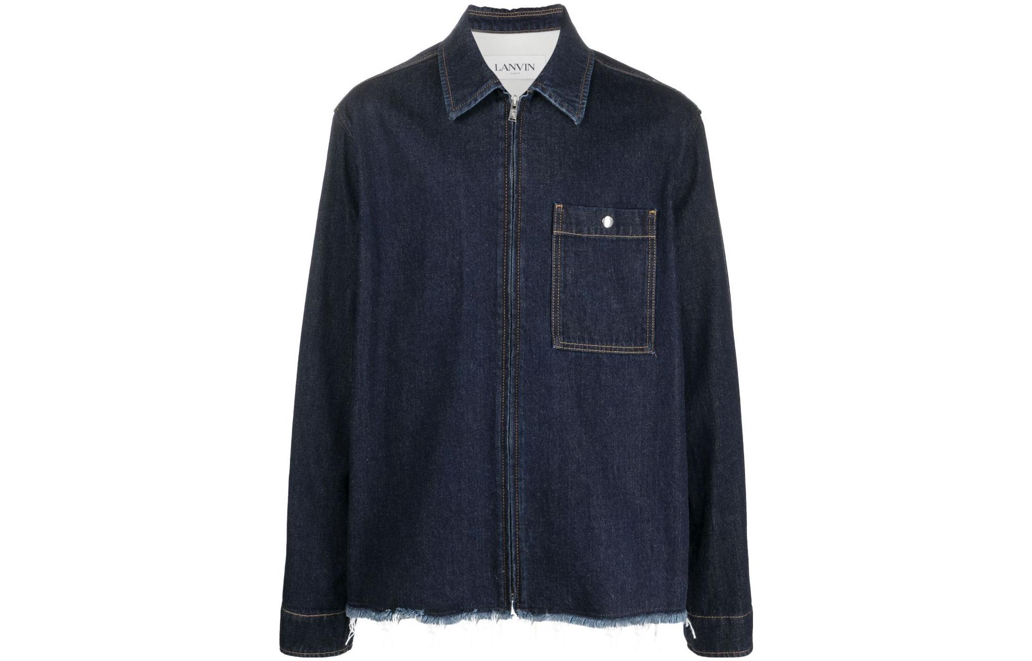 Order Chaqueta Denim con Cremallera y Bordes Deshilachados Azul Marino para Hombre de Lanvin. RM-SI0204-D006-A2329