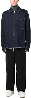 Chaqueta Denim con Cremallera y Bordes Deshilachados Azul Marino para Hombre de Lanvin. RM-SI0204-D006-A2329 Lookbook Chaqueta Denim con Cremallera y Bordes Deshilachados Azul Marino para Hombre de Lanvin. RM-SI0204-D006-A2329