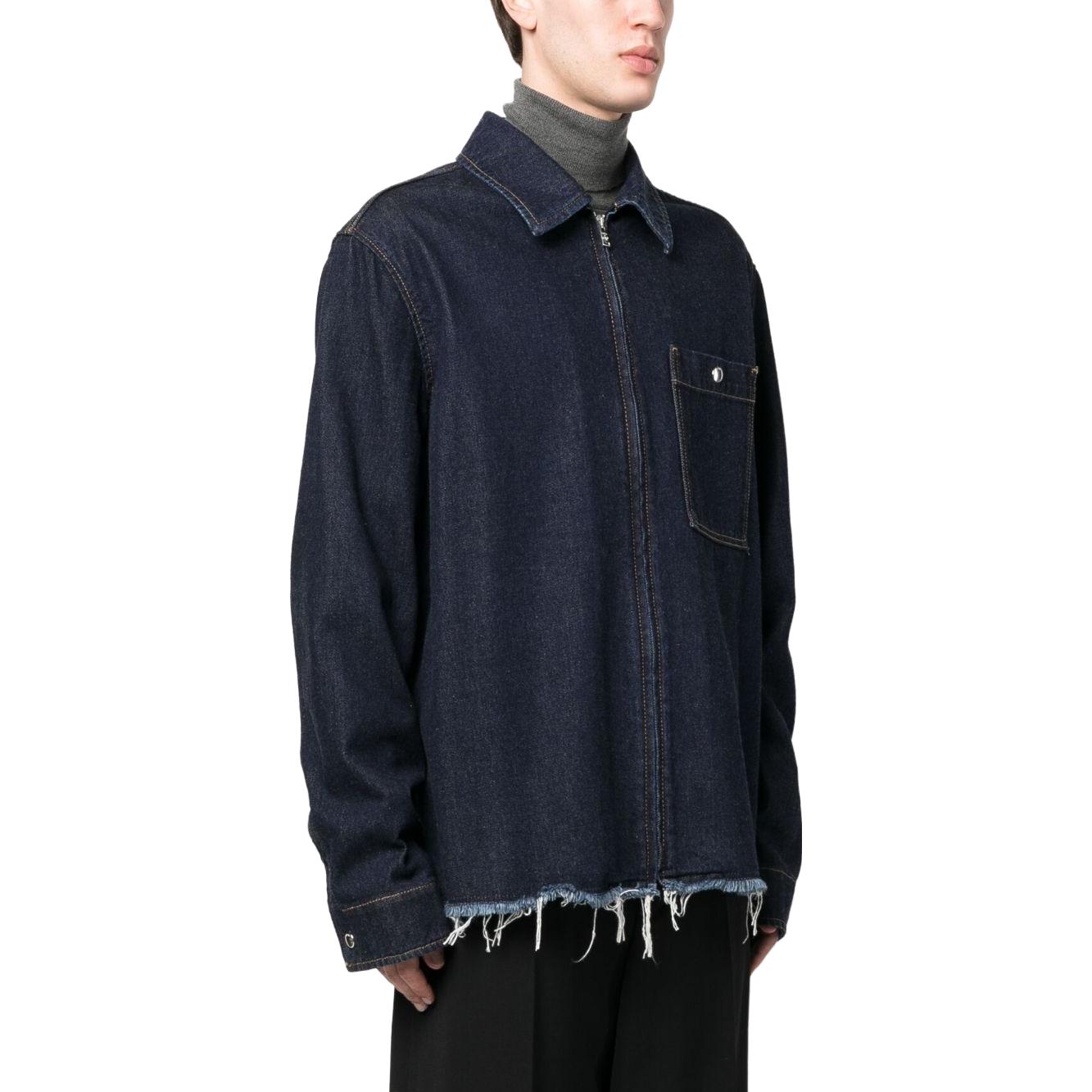 Shop Chaqueta Denim con Cremallera y Bordes Deshilachados Azul Marino para Hombre de Lanvin. RM-SI0204-D006-A2329