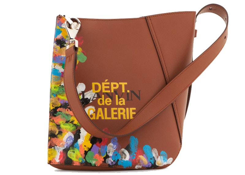 Lanvin Painted Calfskin Leather Hook Bag Medium Beige