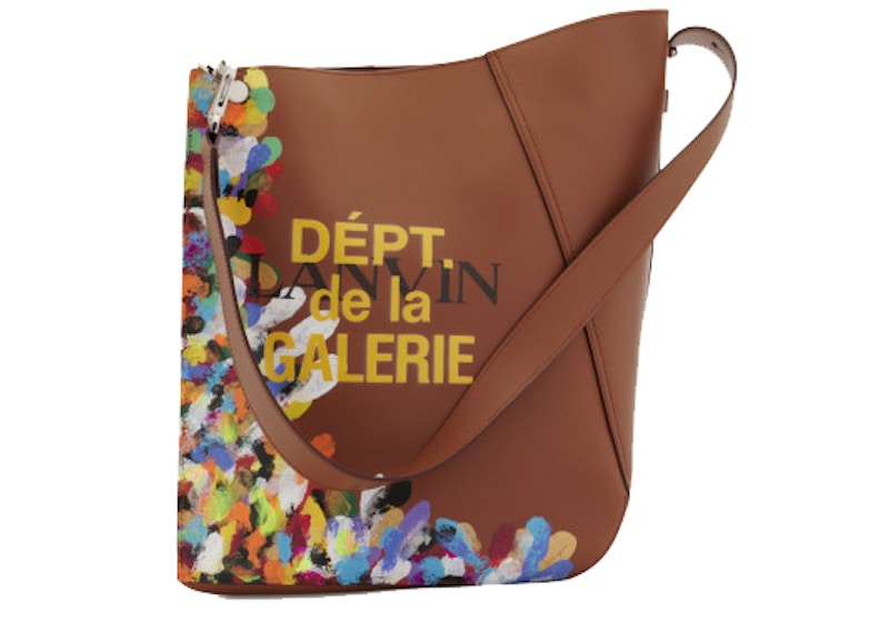 Buy ランバン ペイントカーフスキンレザー フックバッグ 小 ベージュ