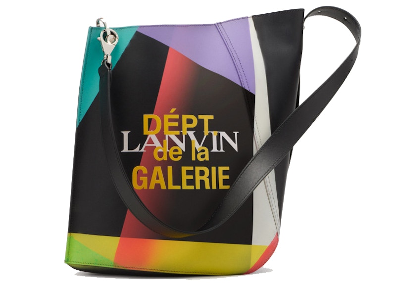 Lanvin Painted Calfskin Leather Hook Bag Small Black