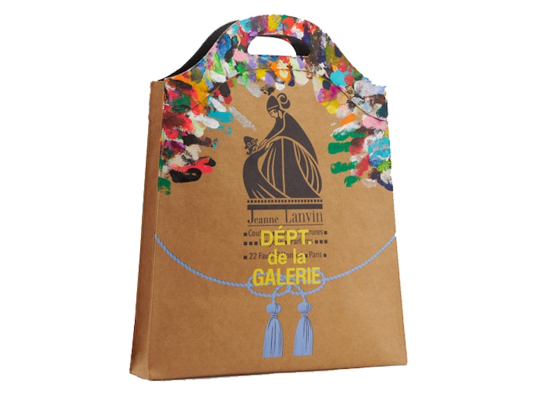 Lanvin Printed Kraft Paper Grocery Bag Medium Beige