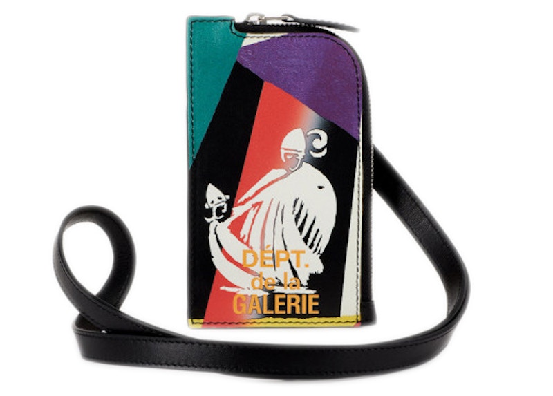 Lanvin Printed Leather Necklace Card Holder Black