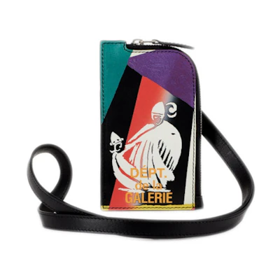 Lanvin Printed Leather Necklace Card Holder Black