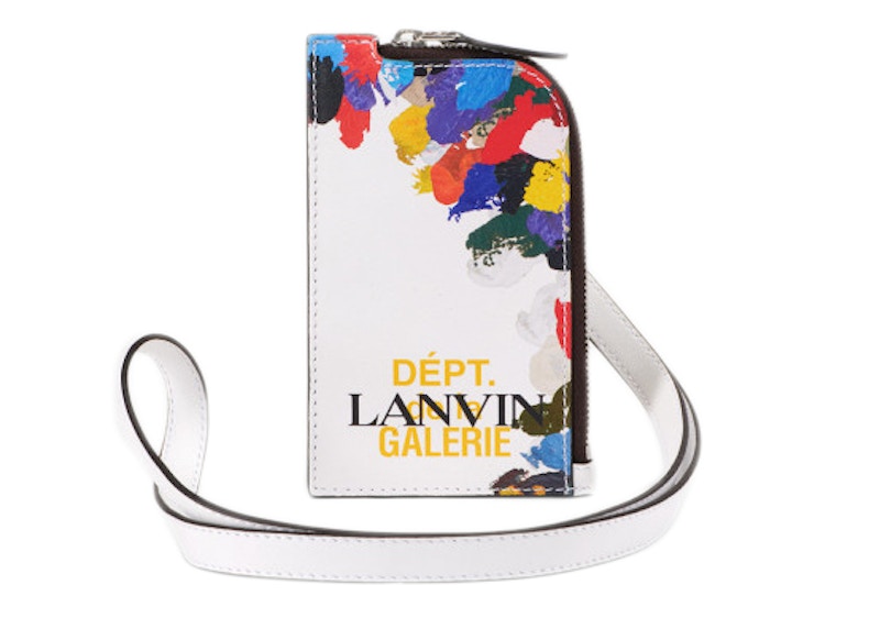Lanvin Printed Leather Necklace Card Holder White