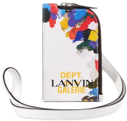 Lanvin Porta Tarjetas Cuero Impreso con Collar Blanco Buy Lanvin Porta Tarjetas Cuero Impreso con Collar Blanco