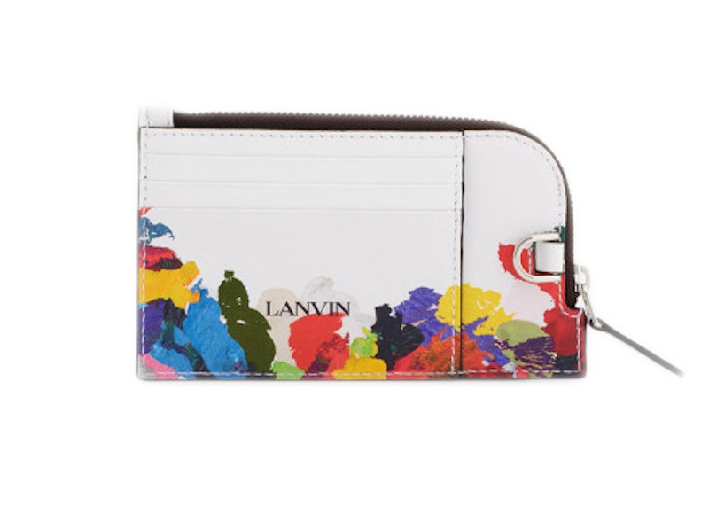 Order Lanvin Porta Tarjetas Cuero Impreso con Collar Blanco