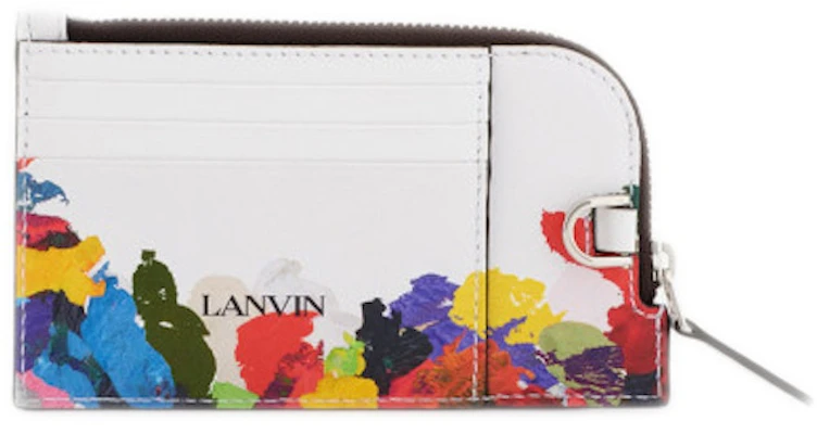 Lanvin Porta Tarjetas Cuero Impreso con Collar Blanco Order Lanvin Porta Tarjetas Cuero Impreso con Collar Blanco