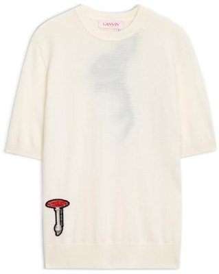 Camiseta Unisex Beige Lanvin con Bordado de Conejo. RW-POY014-K005-P23-WH Order Camiseta Unisex Beige Lanvin con Bordado de Conejo. RW-POY014-K005-P23-WH