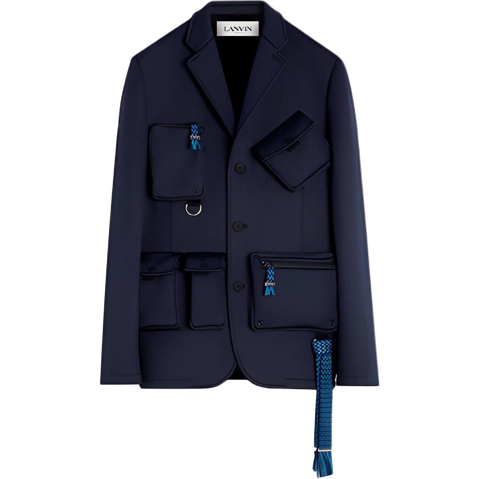 Lanvin SKATE FW21 Multi-Pocket Single-Breasted Jacket Men’s Blue RM-JA0080-5050-H21